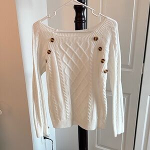 TWO ITEMS-TIK TOK SHOP- White Cable Knit Sweater w AND White hoodie